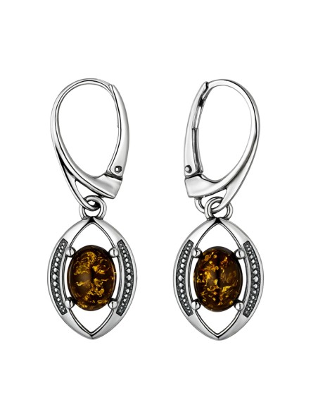 Silver earrings with amber HEART K 1803 amber