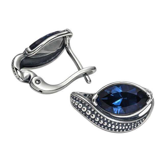 Kolczyki srebrne oksydowane Swarovski K3 1903|Polcaratdesign.pl Biżuteria