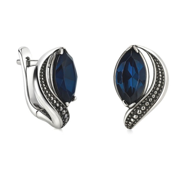 Swarovski K3 1903 oxidized silver earrings