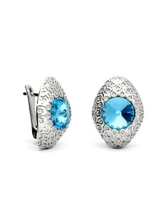 Srebrne kolczyki z kryształami Swarovskiego K3 1961 Aquamarine
