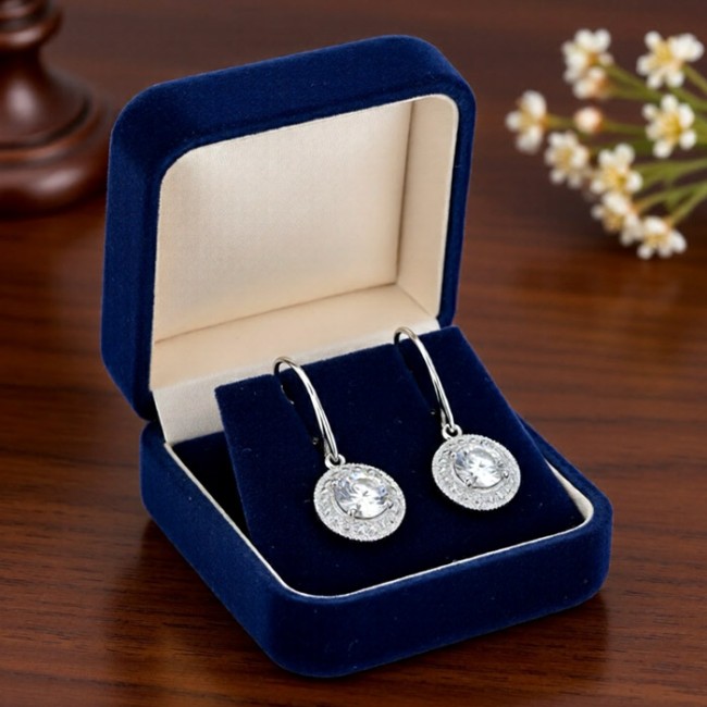 Rhodium-plated silver earrings with cubic zirconia K 1889