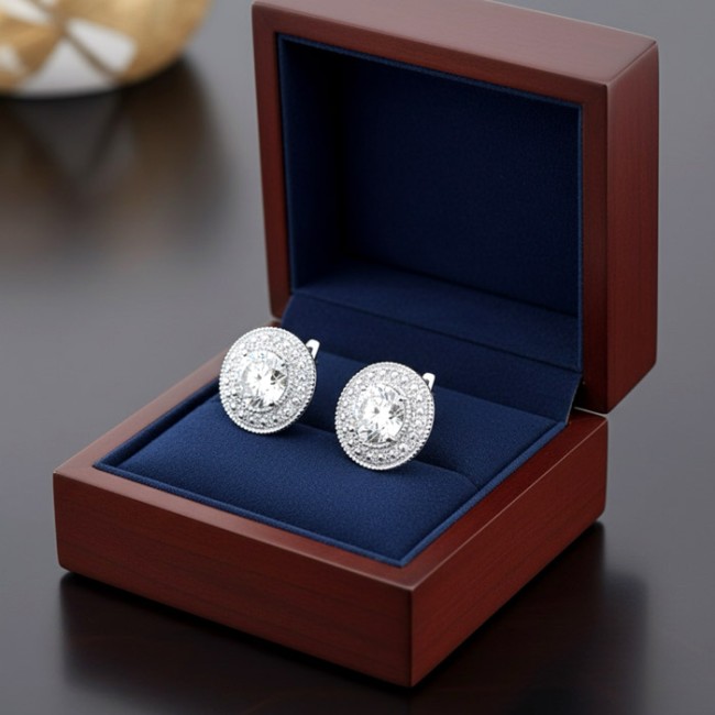 Rhodium-plated silver earrings with cubic zirconia K3 1889