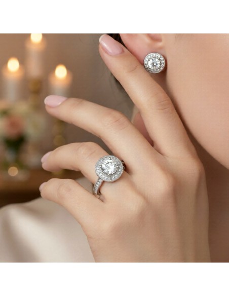 Rhodium-plated Silver ring with cubic zirconia PK 1889