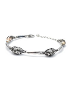 Silver daisy bracelet in oval L 1830