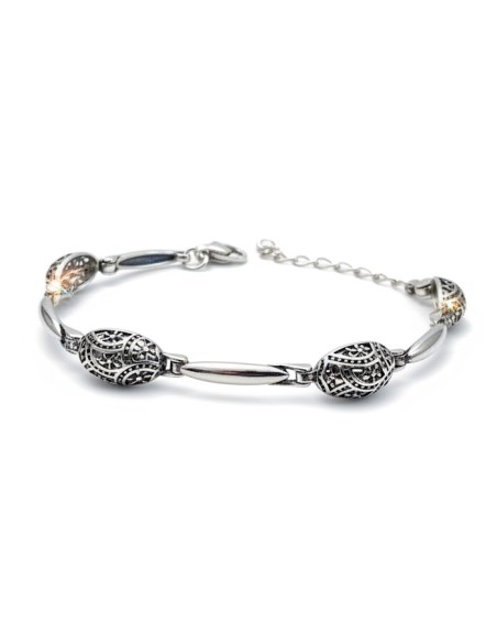 Silver daisy bracelet in oval L 1830