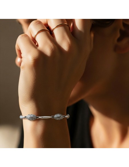 Silver daisy bracelet in oval L 1830