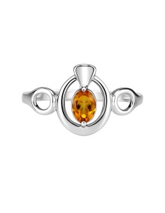Silver ring with amber PK 1978 Polcarat Design