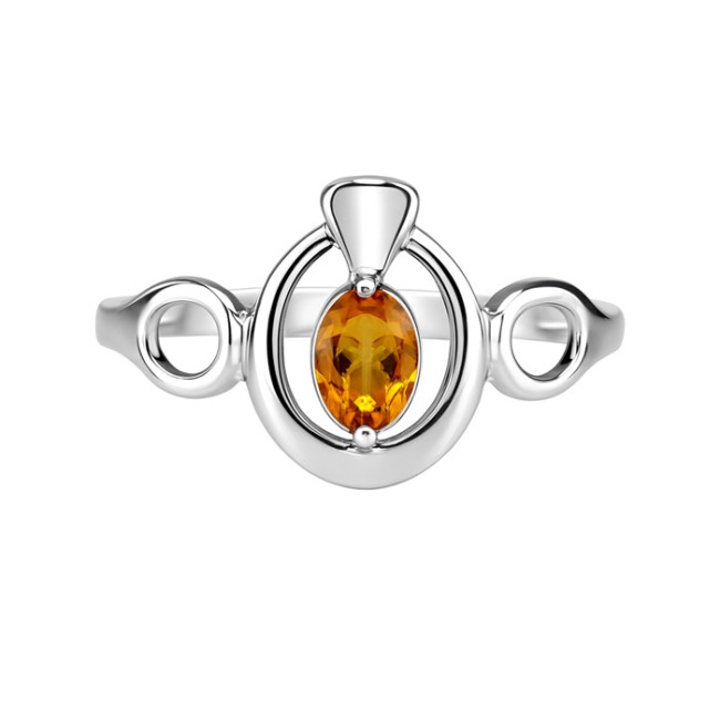 Sterling silver ring with Baltic amber PK 2063 | Polcarat Design