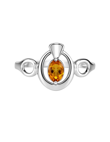 Sterling silver ring with Baltic amber PK 2063 | Polcarat Design