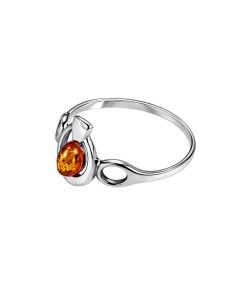 Silver ring with amber PK 1978 Polcarat Design 2