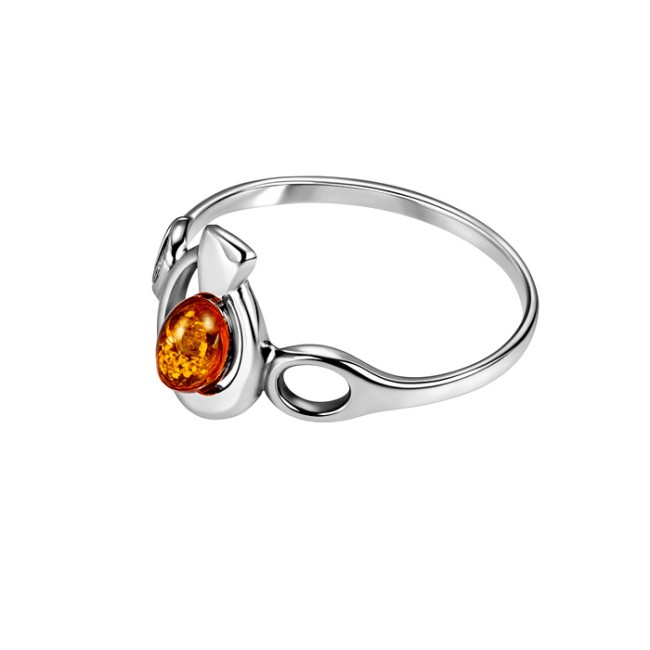 Sterling silver ring with Baltic amber PK 2063 | Polcarat Design