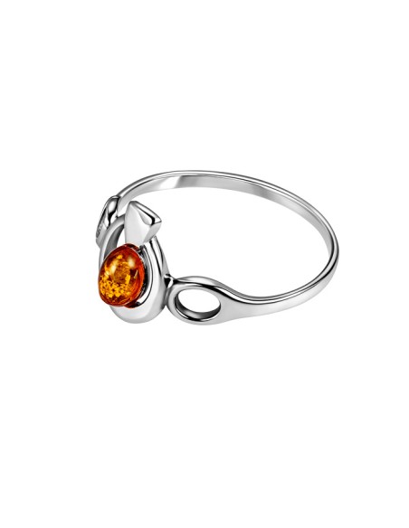 Sterling silver ring with Baltic amber PK 2063 | Polcarat Design
