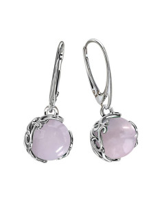 Silver earrings with rose quartz K 2135 Polcarat Design 2