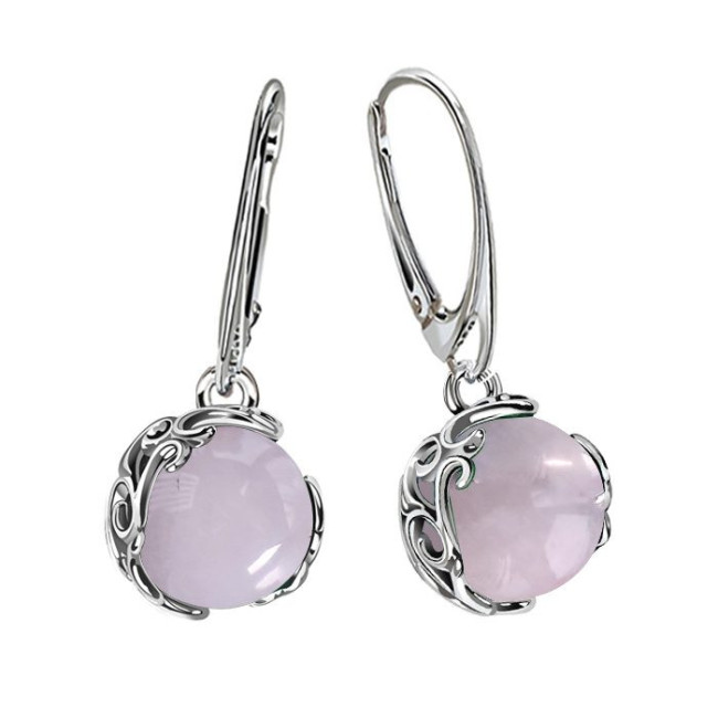 Large sterling silver earrings with rose quartz K2 2135