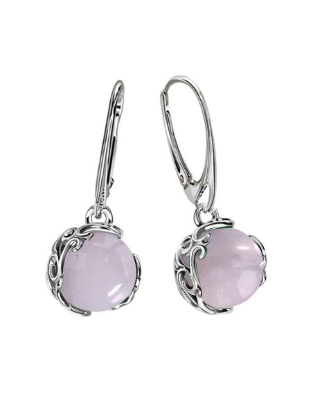 Large sterling silver earrings with rose quartz K2 2135