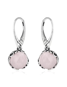 Large sterling silver earrings with rose quartz K2 2135