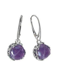 Large sterling silver earrings with amethyst K 2135 | Polcarat Design 2