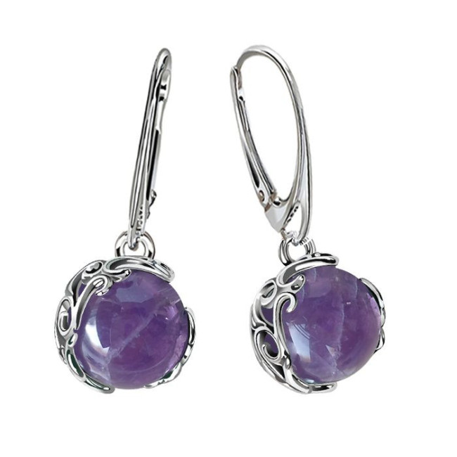 Large sterling silver earrings with amethyst K 2135 | Polcarat Design