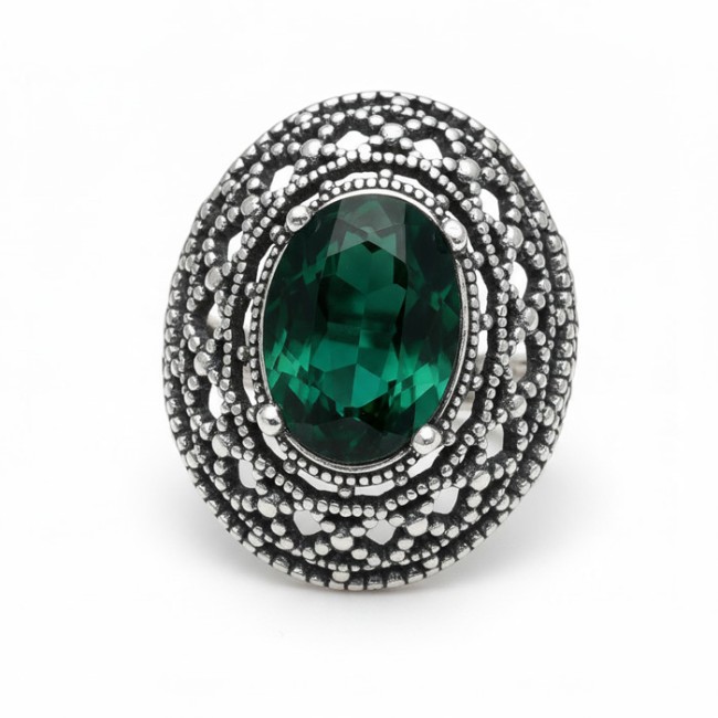 Silver ring with crystals PK 1777