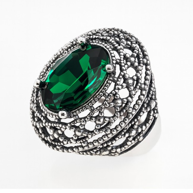 Silver ring with crystals PK 1777