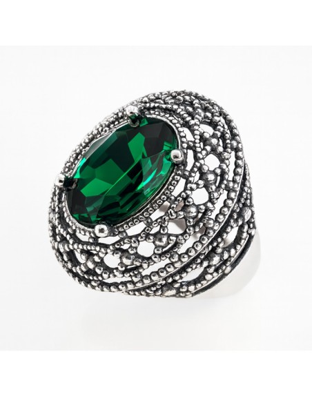 Silver ring with crystals PK 1777