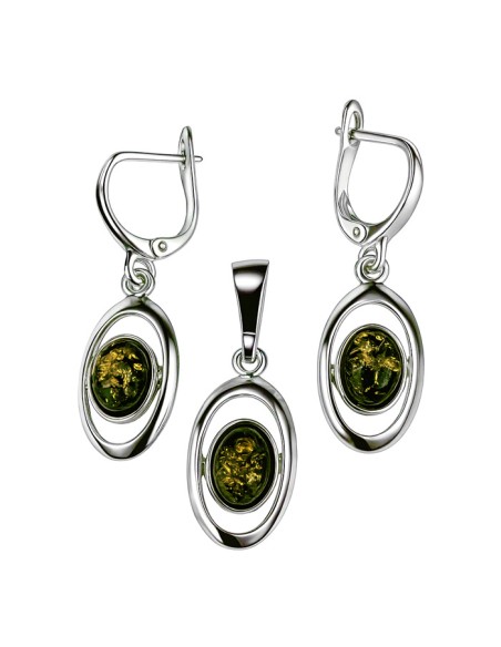 Silver set with amber KPL A 006