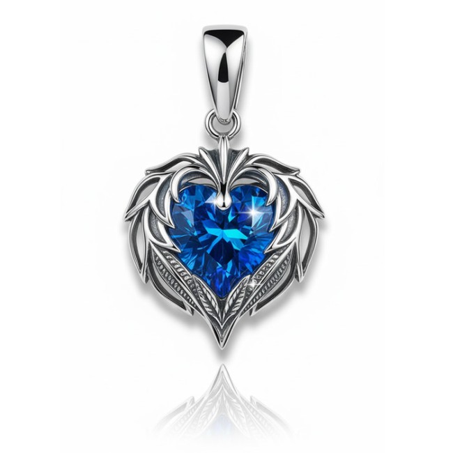 Sterling silver heart pendant with crystal W2 2124 | Polcarat Design