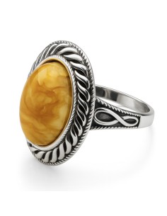 Sterling silver ring with milky amber PK 1967 | Polcarat Design 2