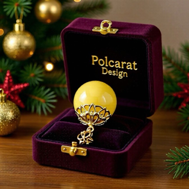 Wisiorek z bursztynami kulka WA 030|Polcaratdesign.pl Biżuteria