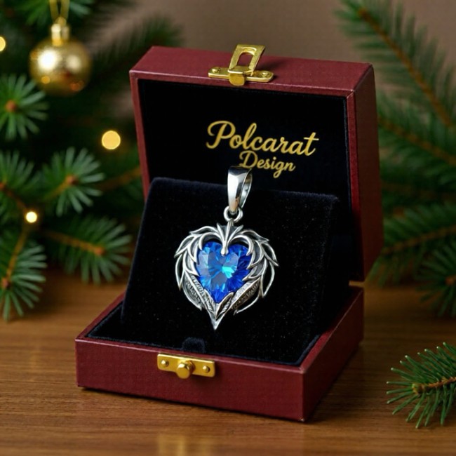 Sterling silver heart pendant with crystal W2 2124 | Polcarat Design
