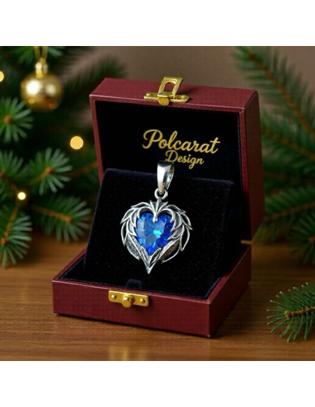 Srebrny wisior zdobiony kryształem SERCE W2 2124|Polcaratdesign.pl Biżuteria