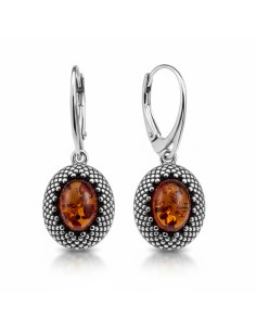 Silver earrings with amber K 2022 Polcarat Design