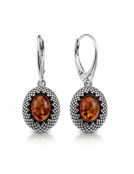 Silver earrings with amber K 2022 Polcarat Design