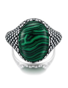 Sterling silver ring with malachite PK 2022 | Polcarat Design 2