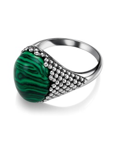 Sterling silver ring with malachite PK 2022 | Polcarat Design