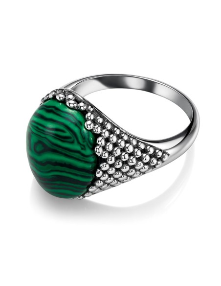 Sterling silver ring with malachite PK 2022 | Polcarat Design