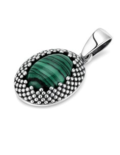 Sterling silver pendant with malachite W 2022 | Polcarat Design