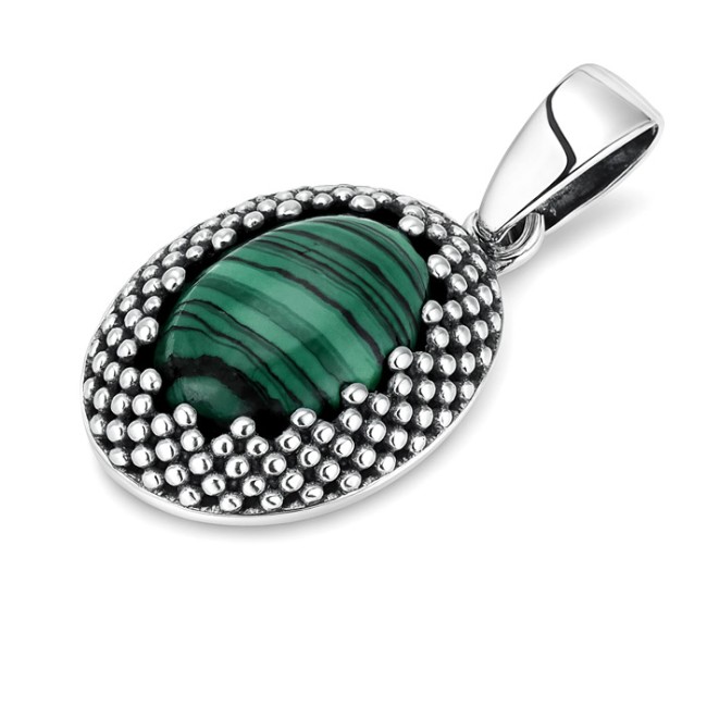 Sterling silver pendant with malachite W 2022 | Polcarat Design
