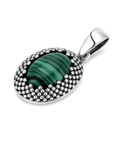 Srebrny wisior z malachitem W 2022|Polcaratdesign.pl Biżuteria