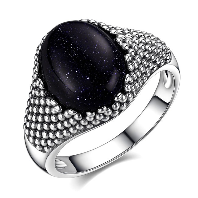 Sterling silver ring with blue goldstone (Noc Kairu) PK 2022