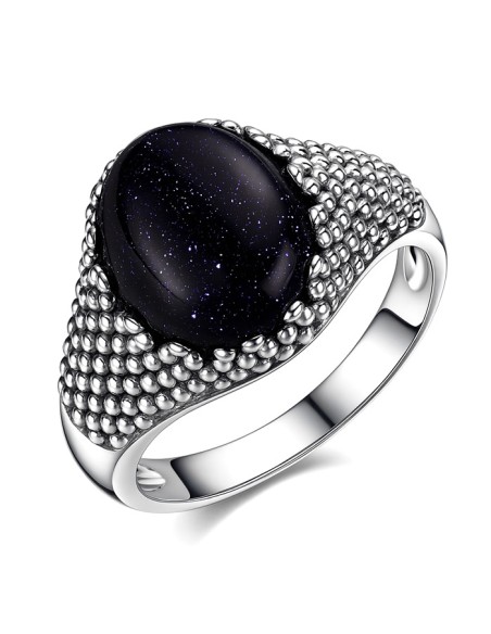Sterling silver ring with blue goldstone (Noc Kairu) PK 2022