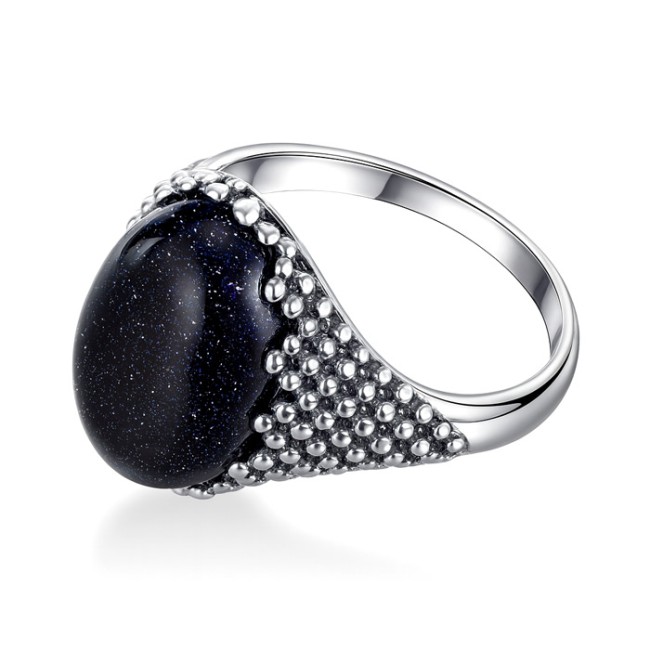 Sterling silver ring with blue goldstone (Noc Kairu) PK 2022