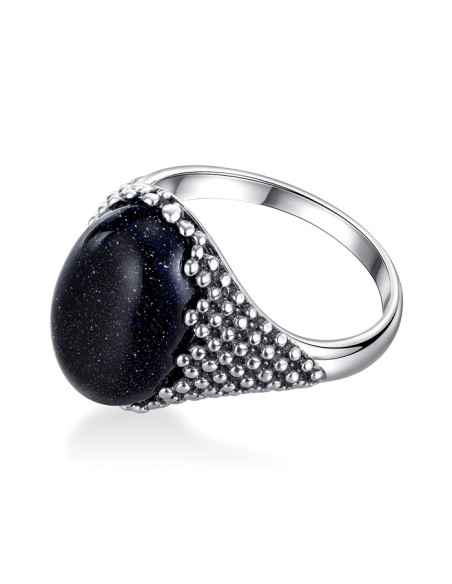 Sterling silver ring with blue goldstone (Noc Kairu) PK 2022