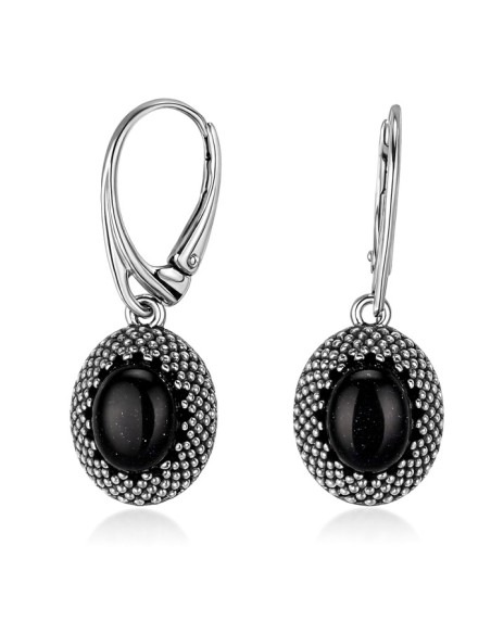 Sterling silver drop earrings with blue goldstone (Noc Kairu) K 2022