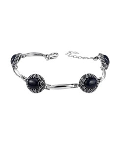 Silver bracelet with green amber L 2022 Polcarat Design