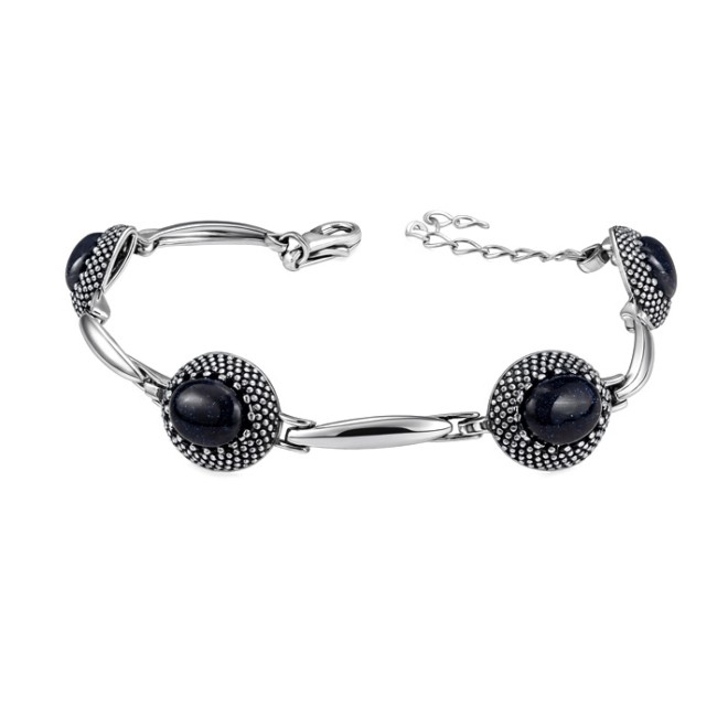 Sterling silver bracelet with blue goldstone (Noc Kairu) L 2022