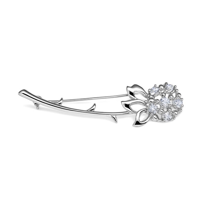 Sterling silver brooch with cubic zirconia B 145 | Polcarat Design