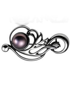 Sterling silver brooch with pearl B 155 | Polcarat Design