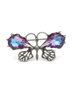 Silver Butterfly brooch decorated with crystal B 149