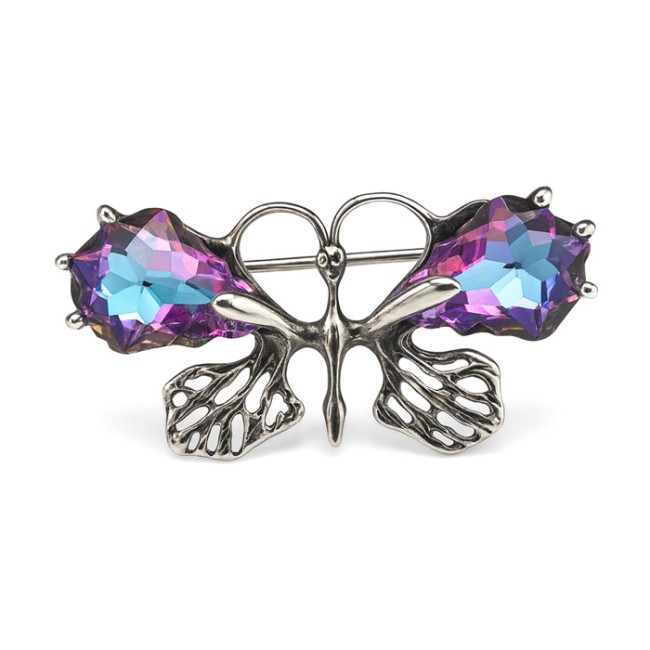 Silver Butterfly brooch decorated with crystal B 149